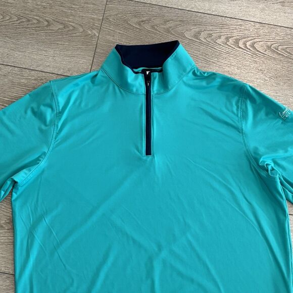 FootJoy Golf Sweater Mens Large Green 1/4 Zip Pullover Stretch Breathable Preppy - Picture 1 of 8